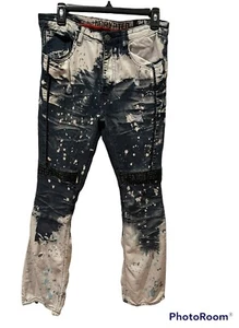 Encrypted Jeans Boys 18 Blue Bleach Splattered Distressed Straight Leg RN#143629 - Picture 1 of 12