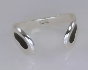 Brazalete Elsa Peretti Pulgar Huella 925 Plata y Esmalte Negro Raro Tiffany & Co - Imagen 1 de 18