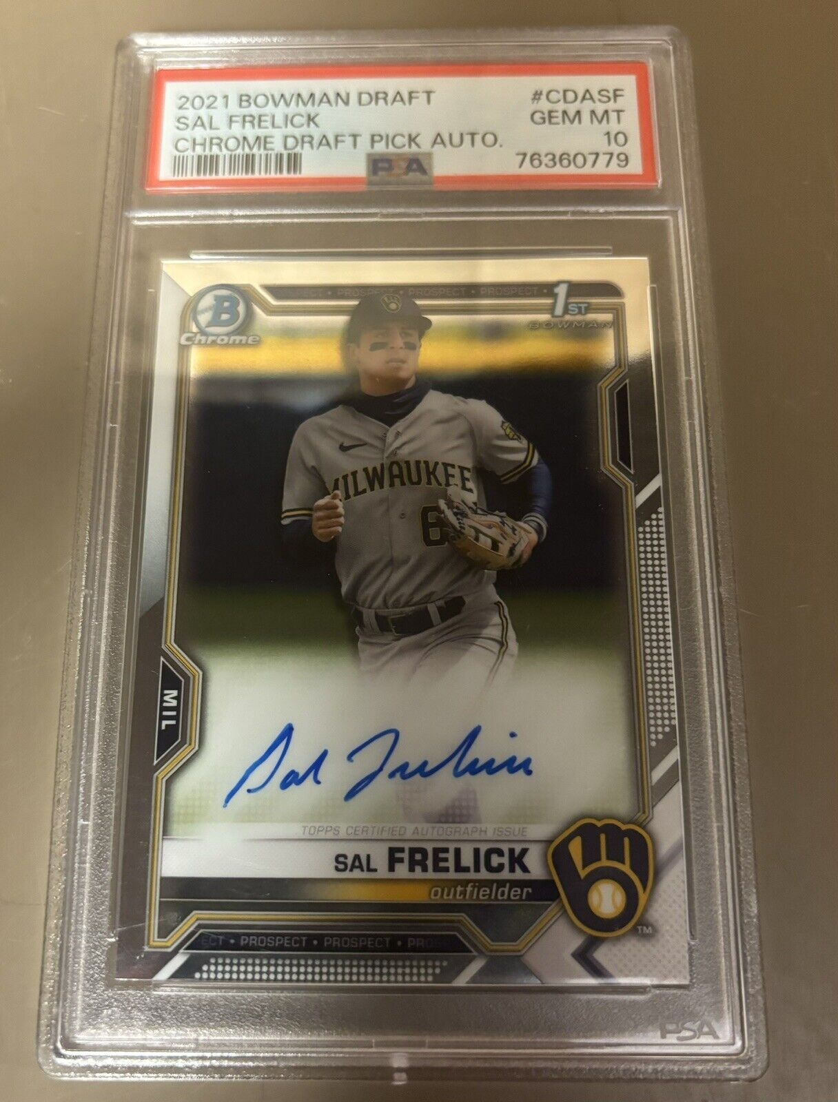 SAL FRELICK 2021 Bowman Chrome Draft  Auto PSA 10 GEM MINT