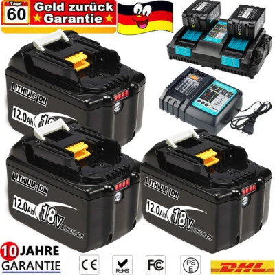 MARKENLOS 4x Batería de repuesto original Makita 12AH BL1860 18V LXT Li-ion BL1850 BL1830 LED
