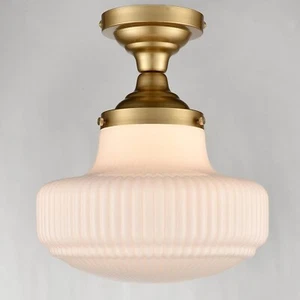 Modern Gold Schoolhouse Ceiling Light Semi-Flush Mount Ceiling Light Fixture - Picture 1 of 7