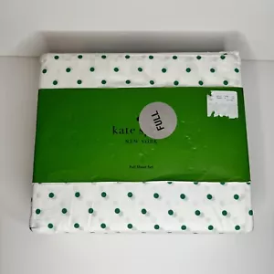 NEW Kate Spade 4Pc FULL Sheet Set Small Green Polka-Dots 100% Cotton Percale - Picture 1 of 7
