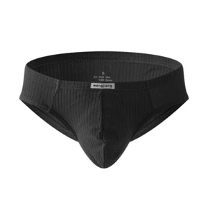 Men's Threaded Cotton U Convex Briefs Gun Bullet Separetion Underwear 3PCS - Picture 1 of 36