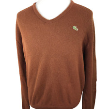 IZOD Lacoste Brown Men's Sweater XL V-Neck Gator Patch