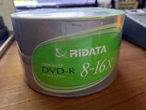 50 Pack Ridata DVD-R 16X 4.7GB Blank Recordable Disc UNOPENED - Picture 1 of 3