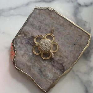 gold plated .925 Sterling silver & CZ flower clover pendant Jewelry Gifts Deals - Picture 1 of 4
