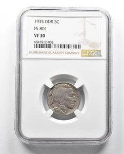 VF30 1935 DDR FS-801 Indian Head Buffalo Nickel NGC *2409 - Picture 1 of 3