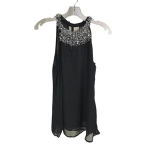 Ecru Top Damen Größe XS Schwarz Neckholder Perlen Schlüsselloch Rücken Ärmellos Neu mit Etikett - Bild 1 von 9