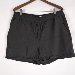 Frank & Oak Men's Black Linen Shorts Elastic Drawstring, Large - Picture 1 of 6