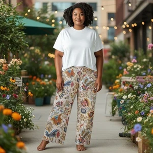 XXL Blumenmuster Kantha Stepphose Boho Hippie Lounge bequem weites Bein - Bild 1 von 7