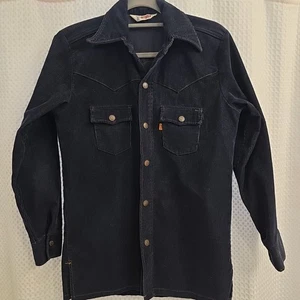 Giacca western vintage Levis uomo M velluto a coste scuro manica lunga bottoni ECCELLENTE - Foto 1 di 6