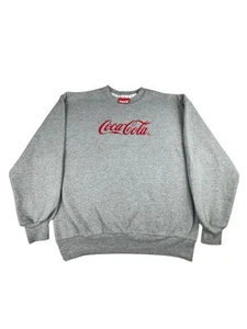 VTG 90’s Coca Cola Everything Sweatshirt Spell Out Classic Crewneck Gray Medium - Picture 1 of 17