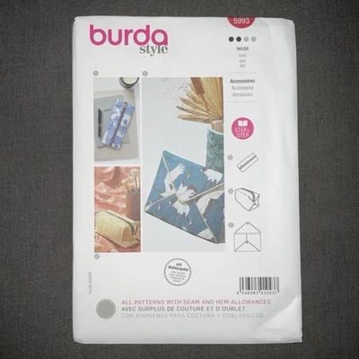 BURDA 5993 ACCESSORIES Sewing Pattern Skill EASY Pencil Case Clutch DISCONTINUED - Image 1 of 2