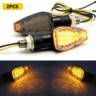 2PCS Amber Smoke Motorcycle LED Turn Signals Indicator Lights Front / Rear - Image 1 of 4