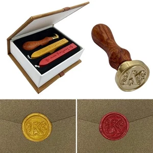 Letter K Wax Seal Stamp Kit Antique Initial Alphabet Sealing Wax Stamp Set Gi... - Picture 1 of 8