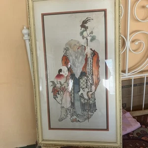 CHINO "LAO SHOUXIN" BORDADO SEDA 38”x22” - Imagen 1 de 8