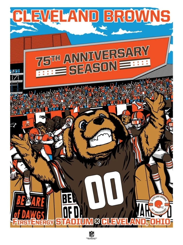 18x24 NFL Poster : CLEVELAND BROWNS 75TH ANNIVERSARY - Image 1 of 1