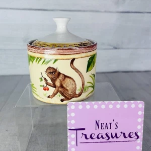 American Atelier MONKEY 5029 Jungle Fruit Bambusrand Porzellan Deckel Zuckerdose - Bild 1 von 19