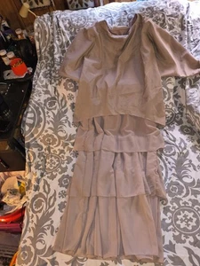 Beige Size Small Short Sleeve Layered Ankle Length Dress - Picture 1 of 3