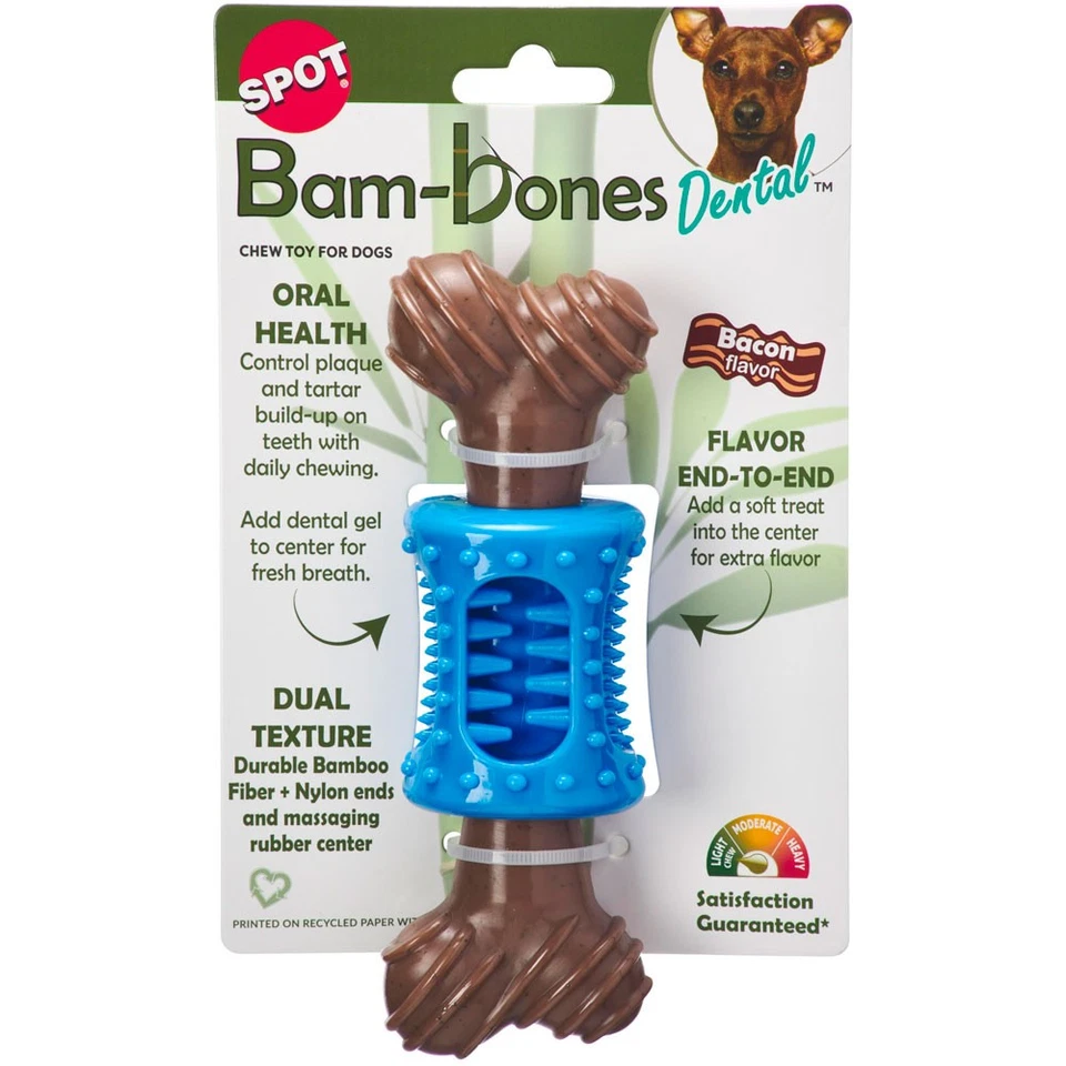 Стоматологические жевательные кости Spot Bambones Plus бамбуковое волокно и нейлон с массажной резиной - Изображение 1 из 1