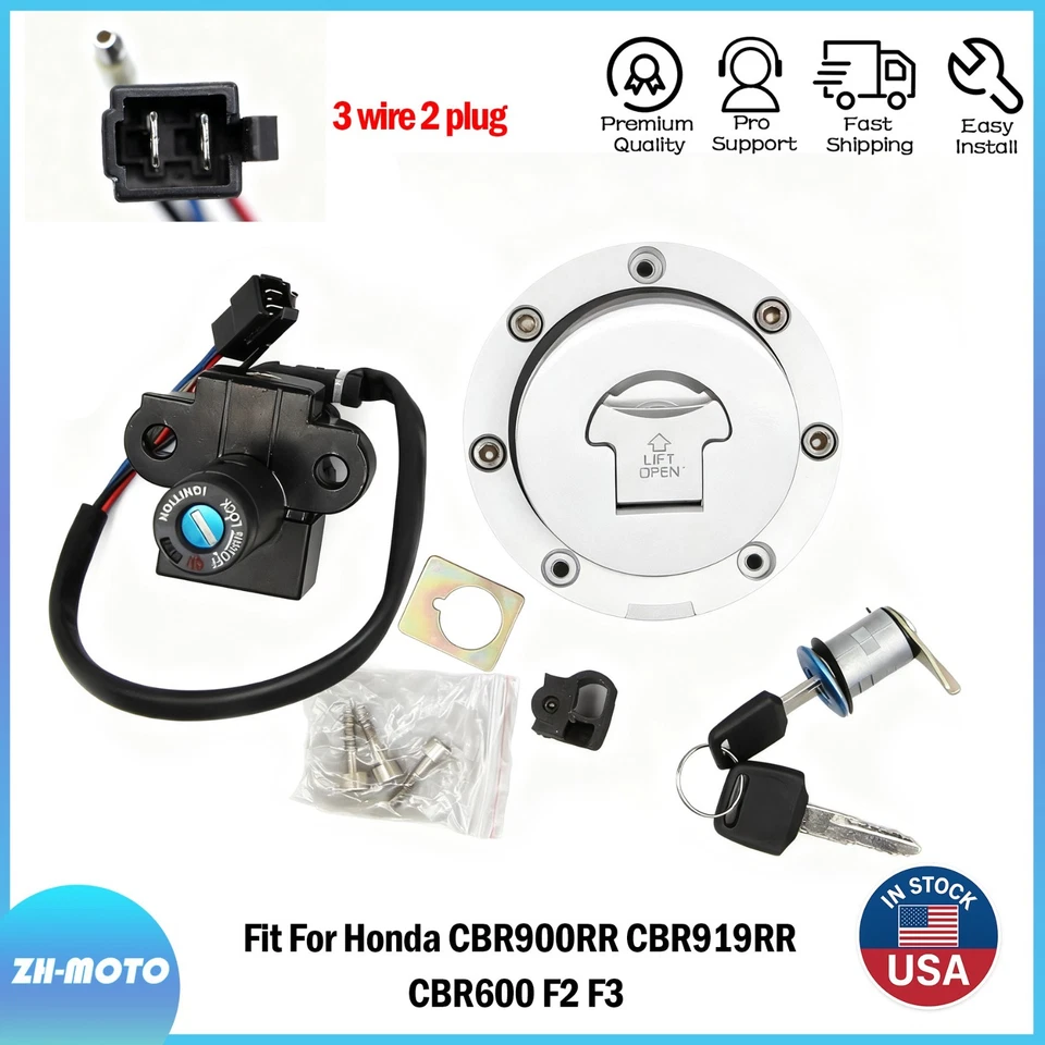 Juego de llaves de bloqueo de interruptor de encendido de gas combustible apto para Honda CBR600 F2 F3 1991-1998 95 Foto 1 de 4