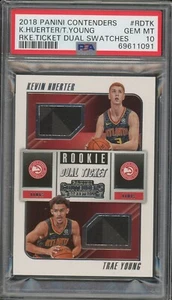 Biglietto Panini Contenders 2018 #RDTK Kevin Huerter Trae Young Dual Rookie PSA 10 - Foto 1 di 2