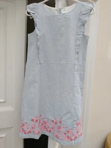 Girls Party Dress NEW Age RRP £40! Gap. White Blue Stripes. 100% Cotton - Picture 1 of 7
