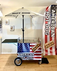 Food Cart Hot Dog Stand Gastronomie Wagen Ständer und Ihren Werbebannern Neu HQ - Bild 1 von 12