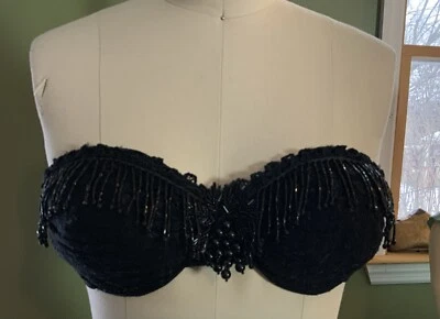 De Colección Florencia Fiume Sujetador Negro Cuentas Talla M W Chaqueta Addiction Valero Talla Pequeña Foto 1 de 4