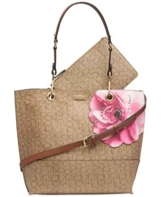 Calvin Klein Sonoma Monogram Signature Rose Floral Tote Crossbody Bag Purse NWT - Image 1 of 4