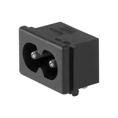 2 PIN FIGURE 8 TYPE IEC C8 REWIREABLE FEMALE INLET SOCKET, SURFACE MOUNT,2.5A AC - Image 1 of 4