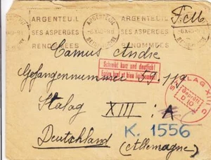 1940, Argenteuil, France to Stalag XIIIC, Censored, Back Flap is Missing (M2411) - Picture 1 of 1