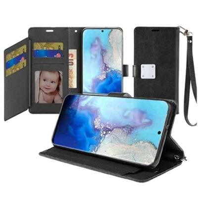 For Samsung S20 6.2" Magnetic Snap Wallet Case with Two Row Card Holder BLACK - Image 1 of 2