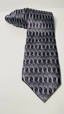 Corbata para hombre Jerry Garcia 100 % seda plateada tonos morados Foto 1 de 4