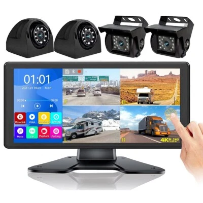 10.36" Touch Screen Quad Monitor DVR Bluetooth Mp5 360 Backup Camera Motorhome - Image 1 of 4