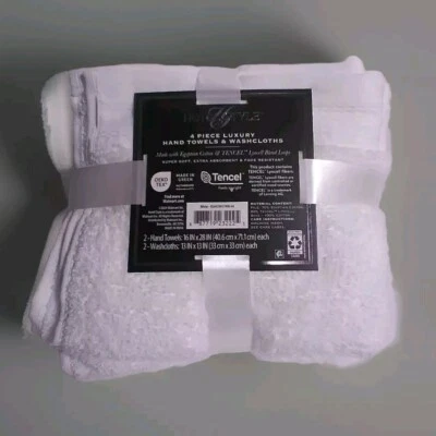 New White Hotel Style 70% Egyptian Cotton 2 Hand Towels 2 Washcloths 4-Piece  - Image 1 of 4