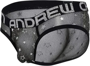 Andrew Christian durchsichtiger Stern funkelnder Slip schwarz silber 92066 Herren neu mit Etikett - Bild 1 von 1