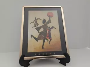 VINTAGE FRAMED Inkera 3 African Women Dancing Gold Foil Picture Wall Art - Picture 1 of 12