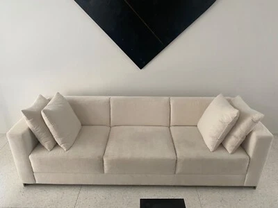 Sofá minimalista Bernhardt b.1 en chenilla blanca Foto 1 de 4