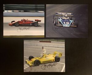 Three Johnny Rutherford signed 8x10 photos - 3-Time Indy 500 Winner