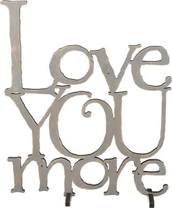 NEW!~Grey Wood Word Art Sign~"LOVE YOU MORE"~Standup/Plaque/Valentines Day - Picture 1 of 1