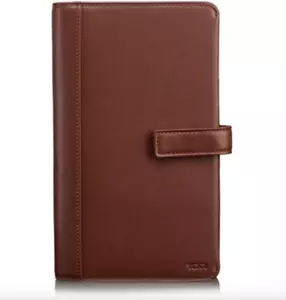 NIB $195 Tumi Leather ID Lock Travel Organizer in Brown Textured Leather! - Picture 1 of 4
