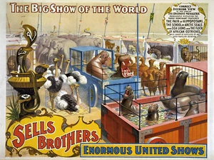 Sells Brothers 1895b Big Show World Circus Poster Druck 17 x 11 Giclée-Druck - Bild 1 von 1