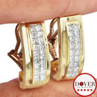 Estate 1.80cts Diamond 14K Gold "J" Curved Omega Hoop Earrings 11.7 Grams NR