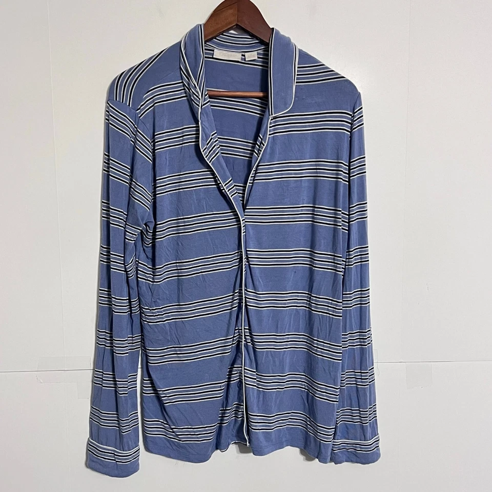 Nordstrom Lingerie Womens Sleep Shirt Size M Blue Striped Long Sleeve Button Up - Image 1 of 4