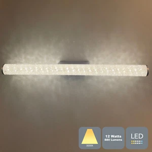 Luz espejo LED moderna de cristal triturado para baño, IP44, blanco cálido - Imagen 1 de 2