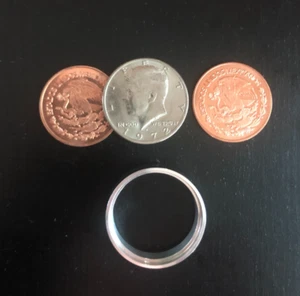 Locking Scotch & Soda Half Dollar & English Penny Sterling Magic Coin Trick - Picture 1 of 3