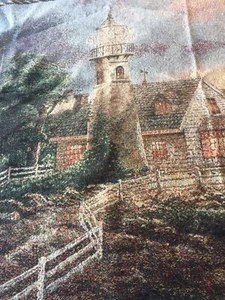 Vintage Thomas Kinkade tapestry throw Blanket Cottage Core Country 41X60 Boho - Picture 1 of 7