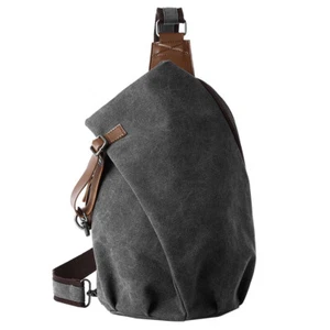 Unisex Canvas Crossbody Shoulder Chest Shoulder Bag Daily Travel Small Backpack - Picture 1 of 10