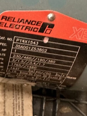 Reliance P14X1543 1HP,1750rpm, 230/460V 3PH 143T Frame, TEFC new - Image 1 of 2